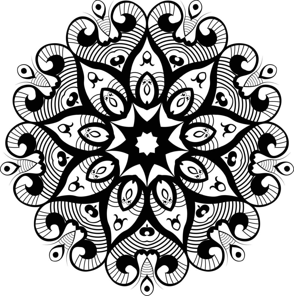 Mandalas para colorear páginas de libros, adornos redondos decorativos en forma de flor, vector oriental, patrones de terapia antiestrés, elementos de diseño de tejido, vector de logotipos de yoga