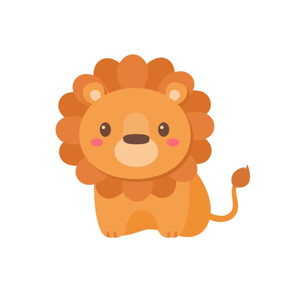 Wild animal cartoons. cute lion king vector elements for children