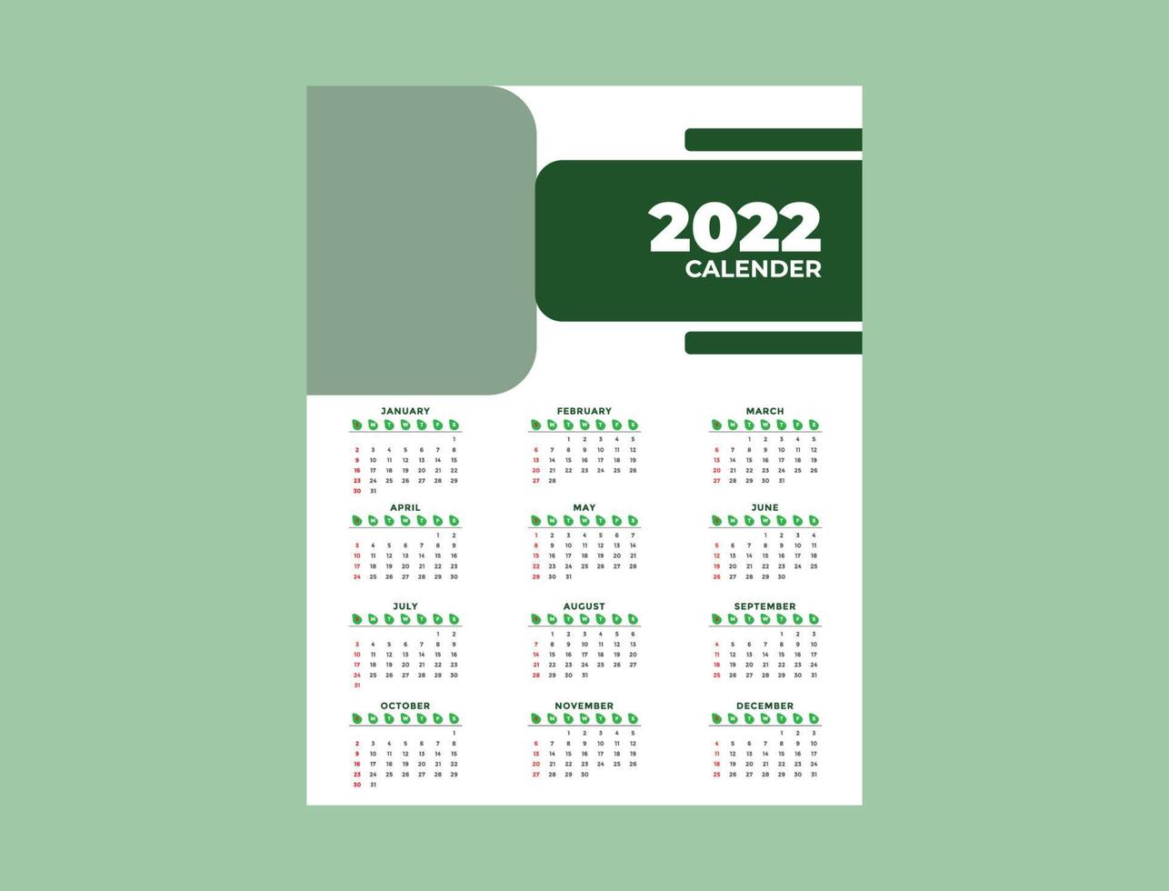 2022 Calendar Design Template vector