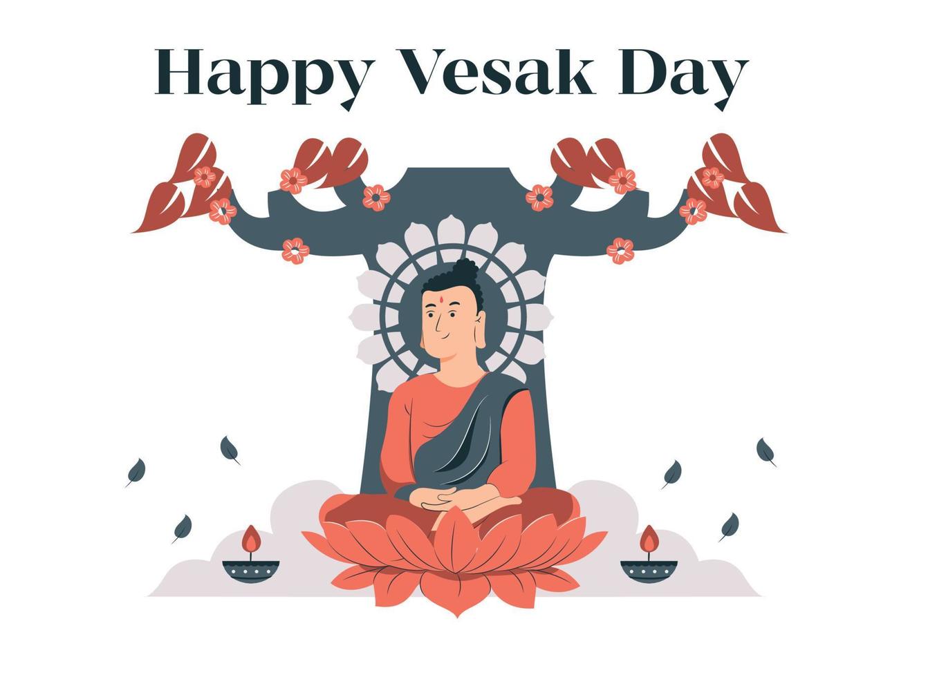culture vesak day with human and tree vector