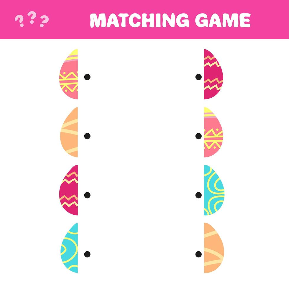 Matching children educational game. Find missing part of Easter eggs vector