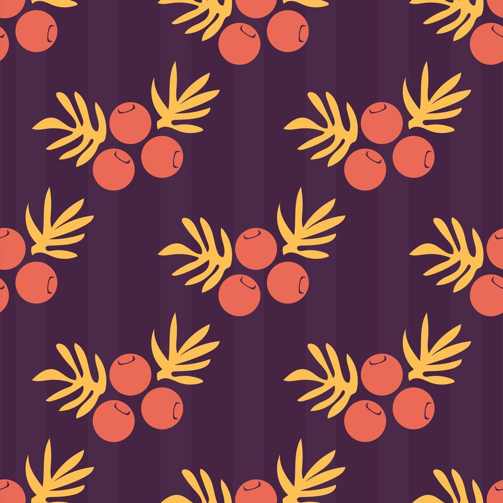 patrón de otoño de vector transparente con bayas y hojas. fondo floral