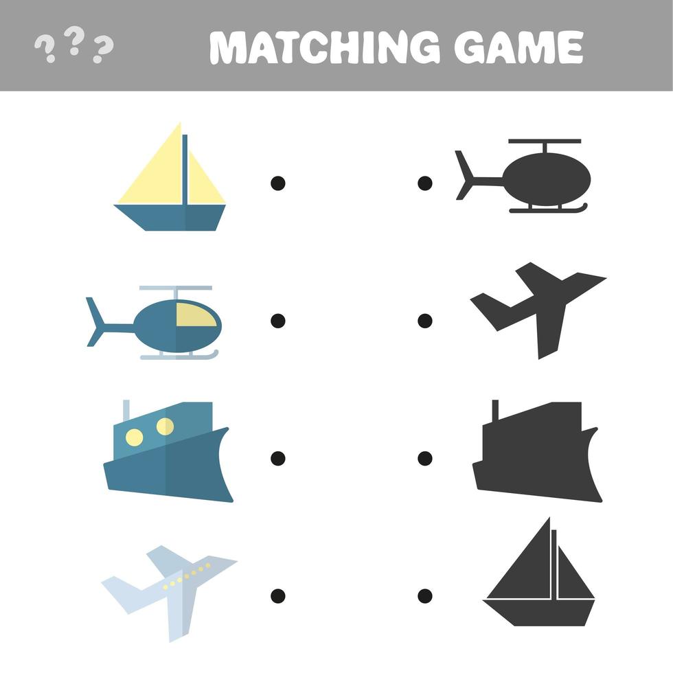 Cartoon Illustration of Education Shadow Matching Game for Preschool Children vector