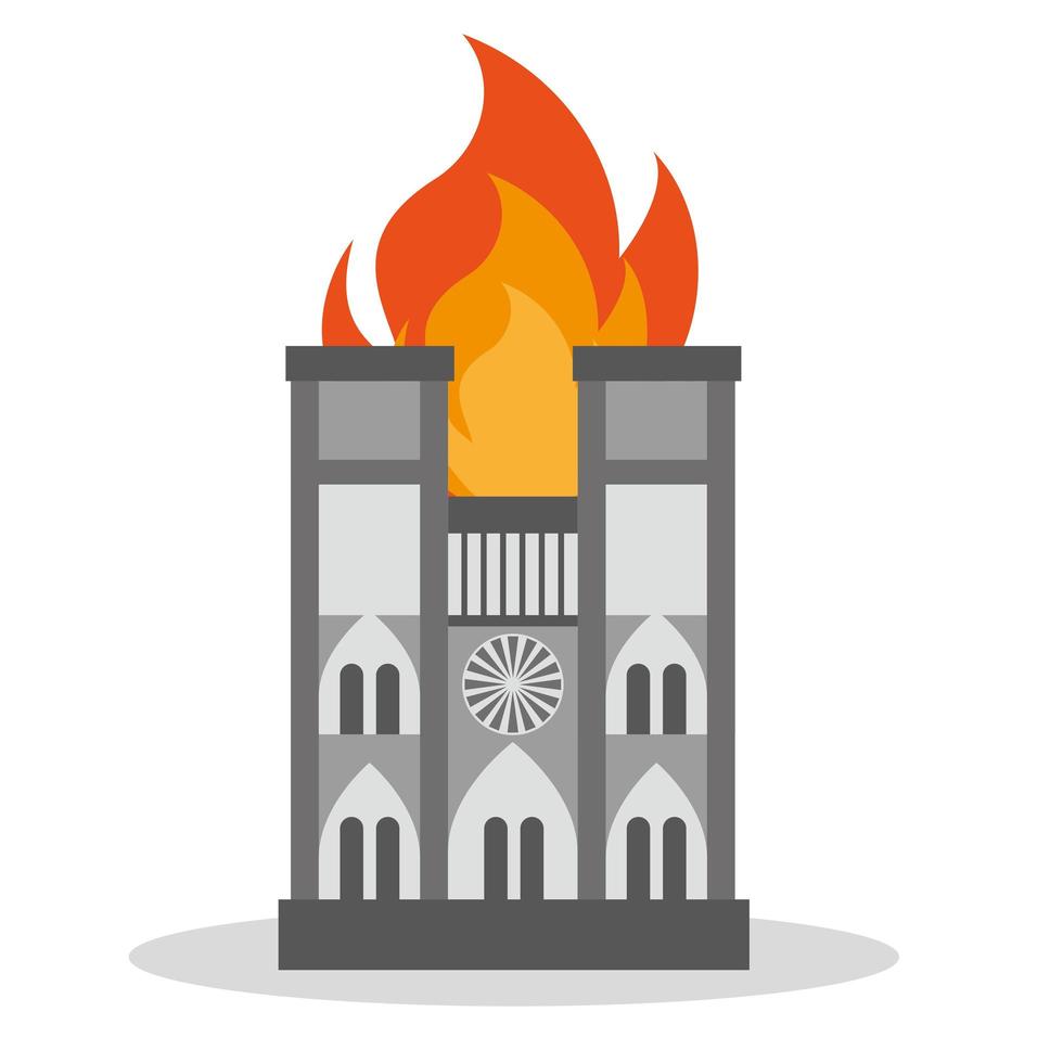 FRANCE - APRIL 15 2019 fire in the cathedral of Notre Dame vector