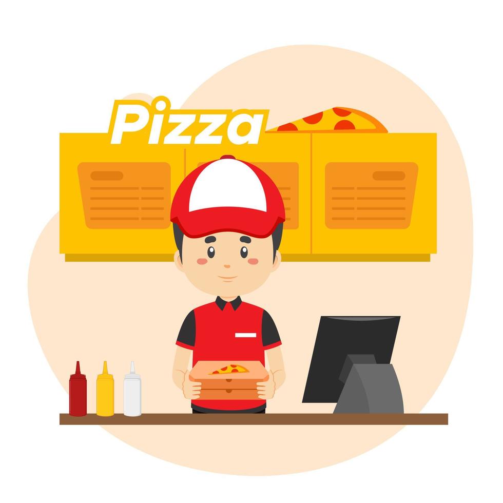 Stock Vector Pizza Takeaway Concept Illustration