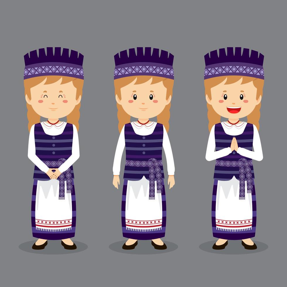 Lithuanians Character with Various Expression vector