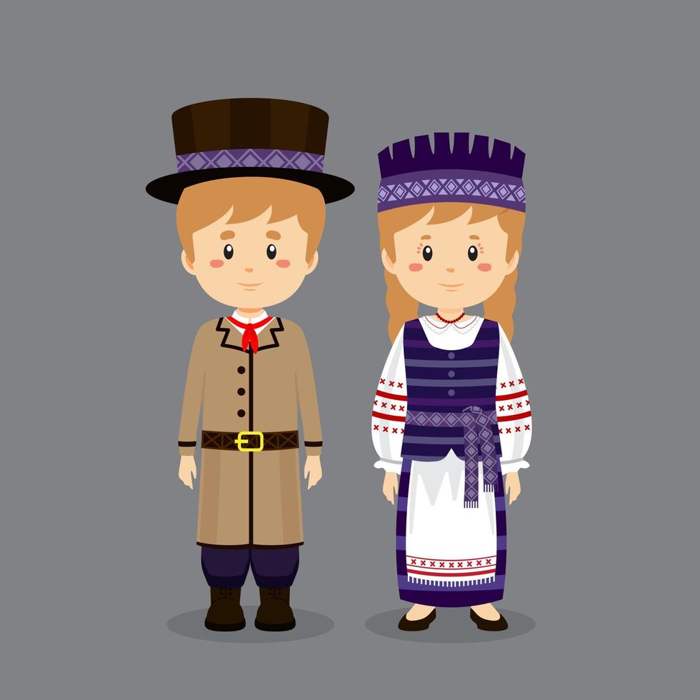 Couple Character Wearing Lithuanians National Dress vector