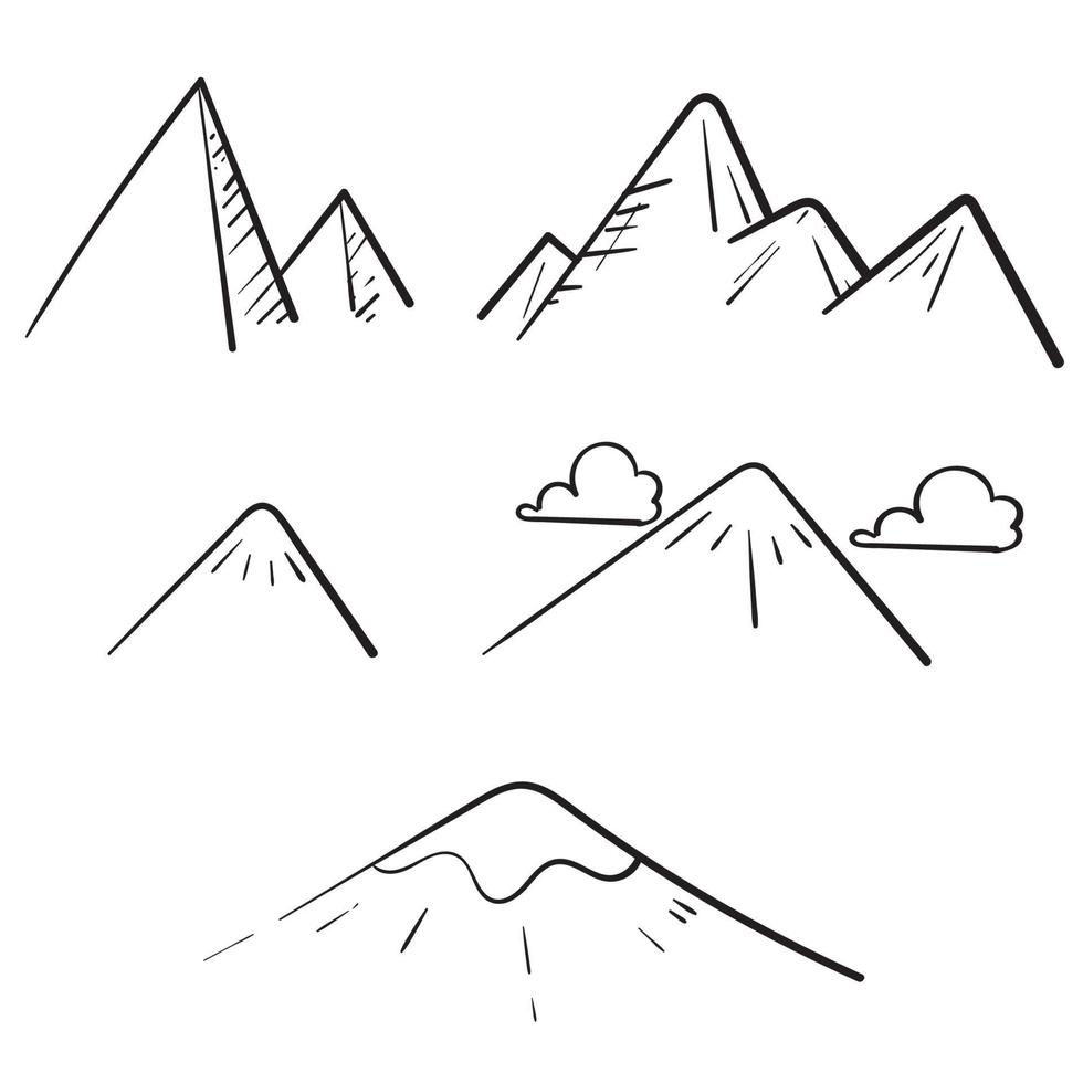 hand drawn doodle mountain illustration icon doodle vector