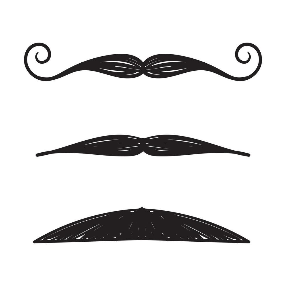 hand drawn mustache icon illustration doodle style vector