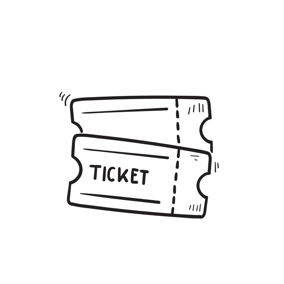hand drawn doodle ticket icon illustration vector