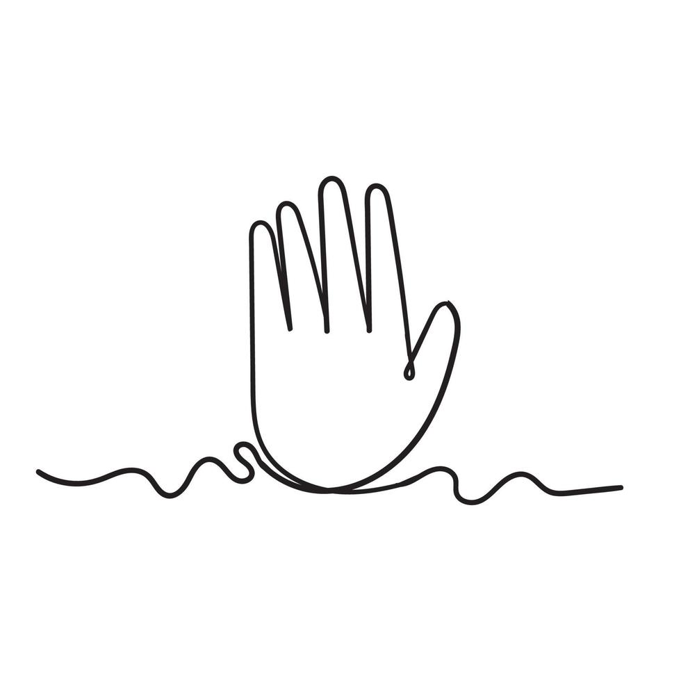 dibujado a mano doodle icono de ilustración de gesto de mano de palma vector