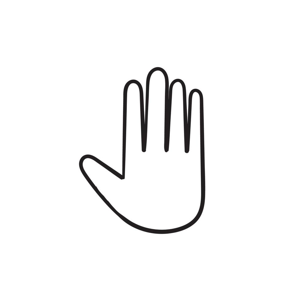 hand drawn doodle palm hand gesture illustration icon vector