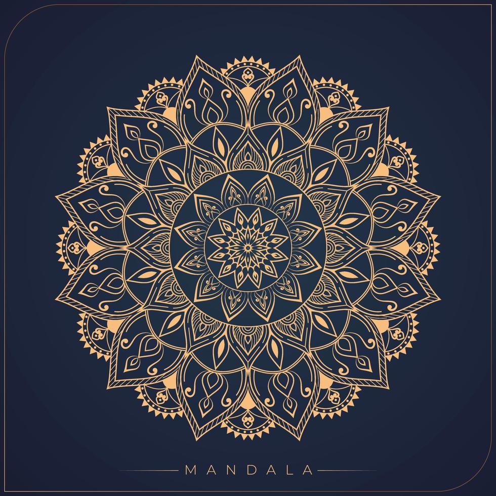 gold and blue color luxury ornamental mandala background design for print, poster, cover, brochure, flyer vector