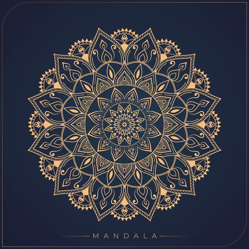 Diseño de fondo de mandala ornamental de lujo de color dorado y azul para impresión, póster, portada, folleto, volante vector