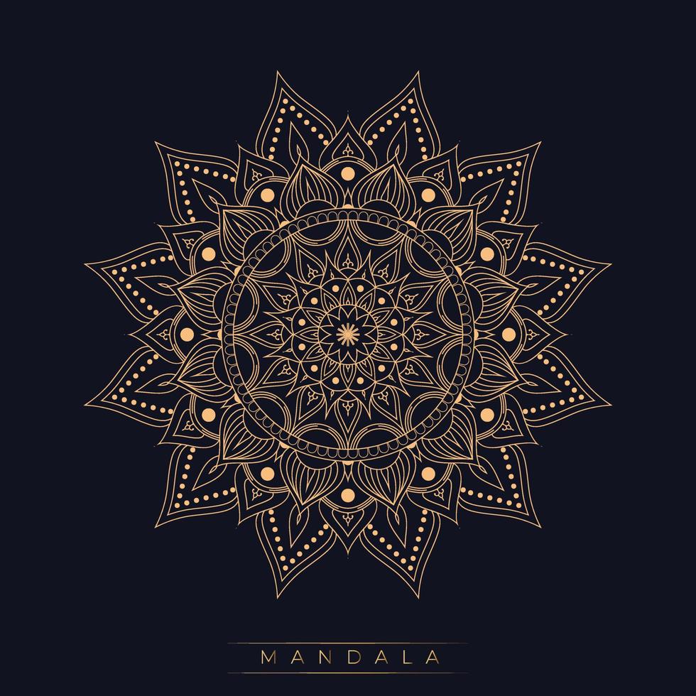 Diseño de fondo de mandala ornamental de lujo de color dorado y azul para impresión, póster, portada, folleto, volante vector