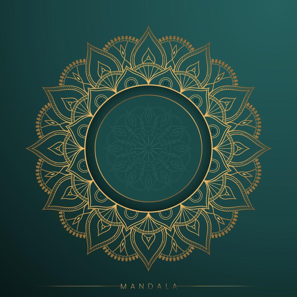 diseño de fondo de mandala ornamental de lujo de color verde y dorado vector