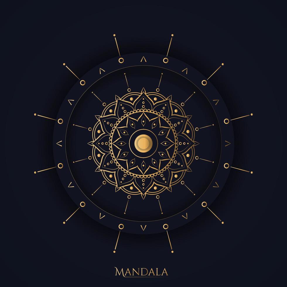 Diseño de fondo de mandala ornamental de lujo de color dorado y azul para impresión, póster, portada, folleto, volante vector