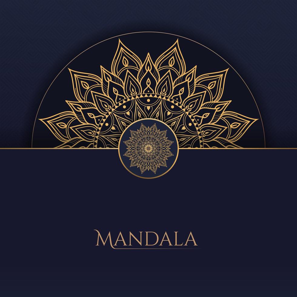 Diseño de fondo de mandala ornamental de lujo de color dorado y azul para impresión, póster, portada, folleto, volante vector