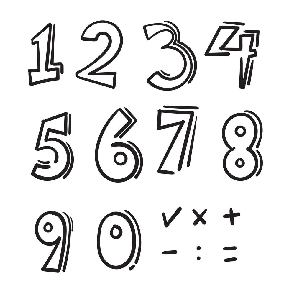 hand drawn doodle number collection vector