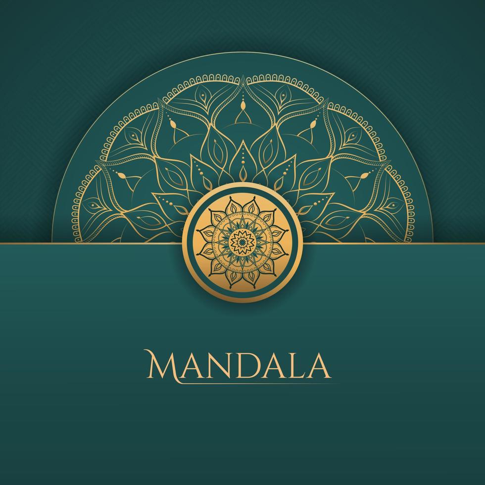 green and gold color luxury ornamental mandala background design vector