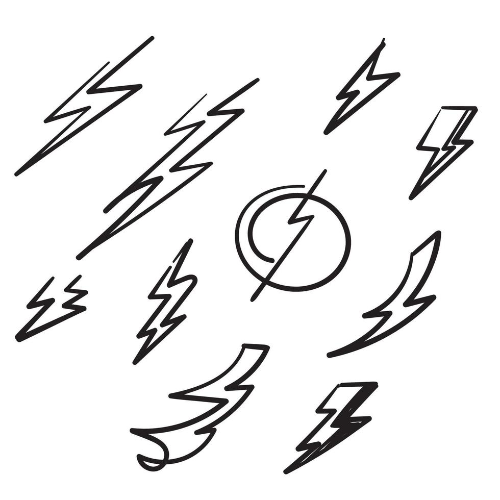 Dibujado a mano doodle thunder bolt ilustración vector fondo aislado
