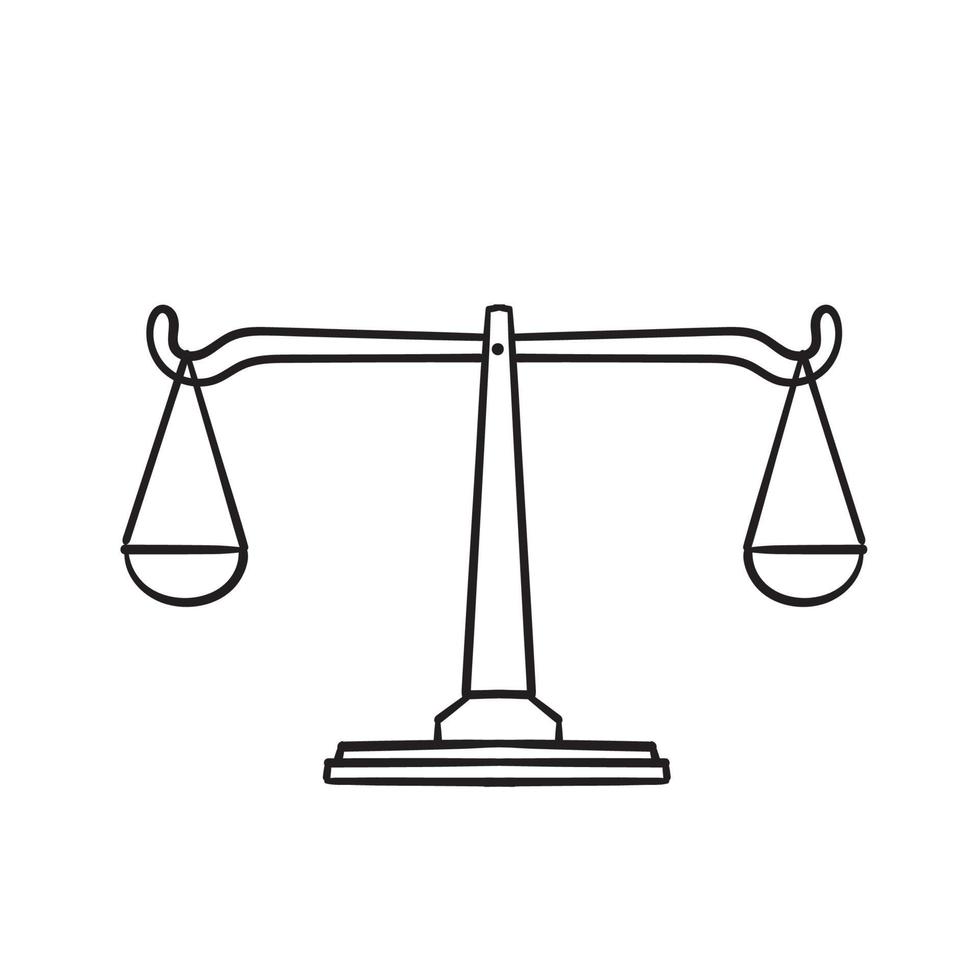 hand drawn doodle libra scales icon illustration vector isolated