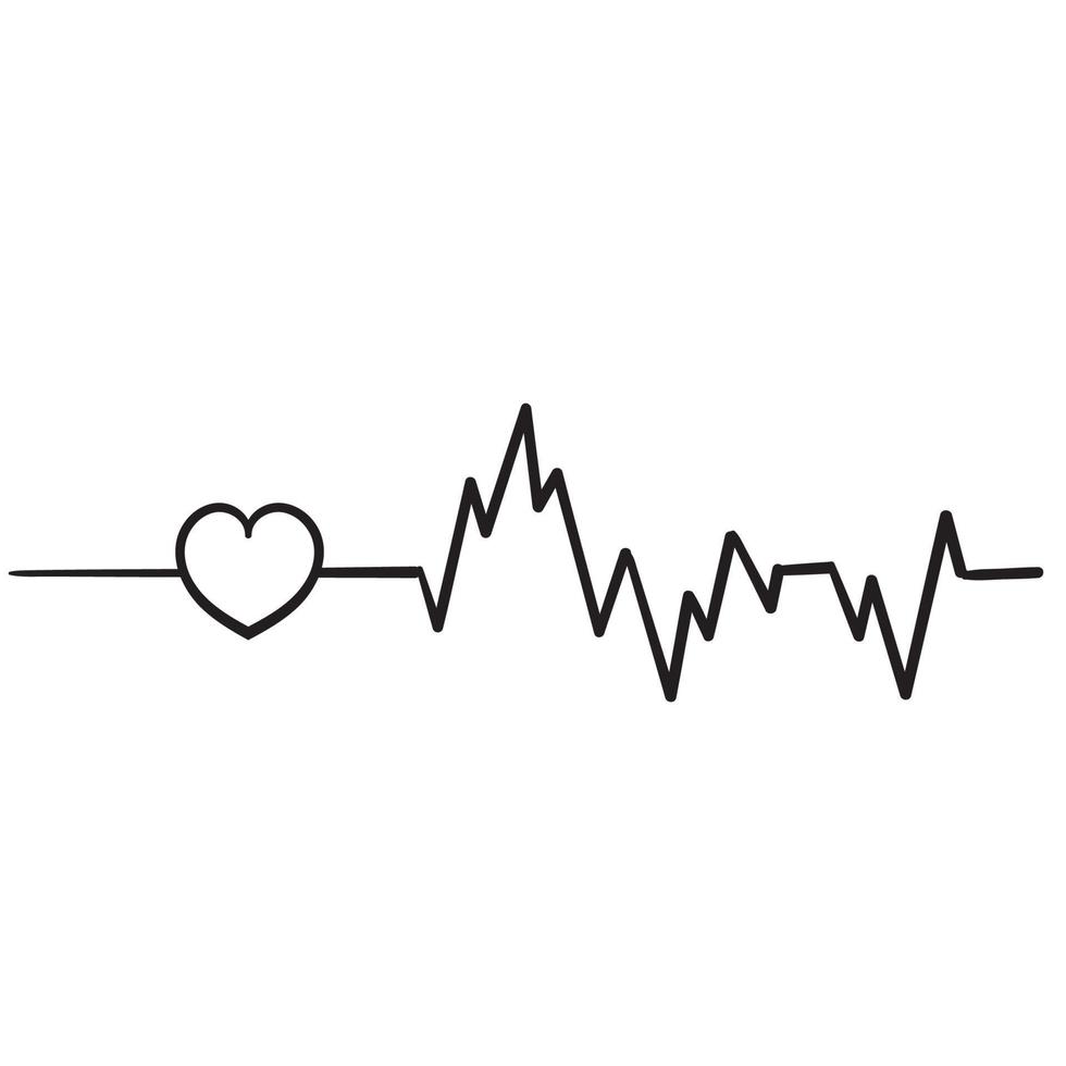 hand drawn doodle heart beat icon illustration vector