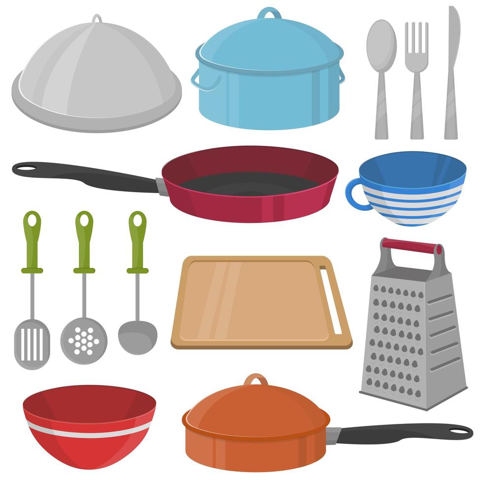 Vector Kitchenware and cooking equipment icon set