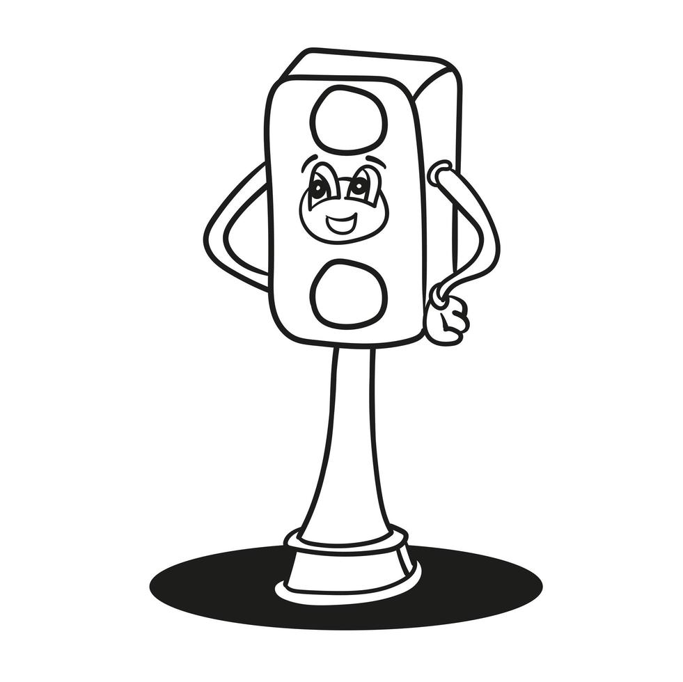 traffic lights outlined vector. Cartoon coloring pages vector