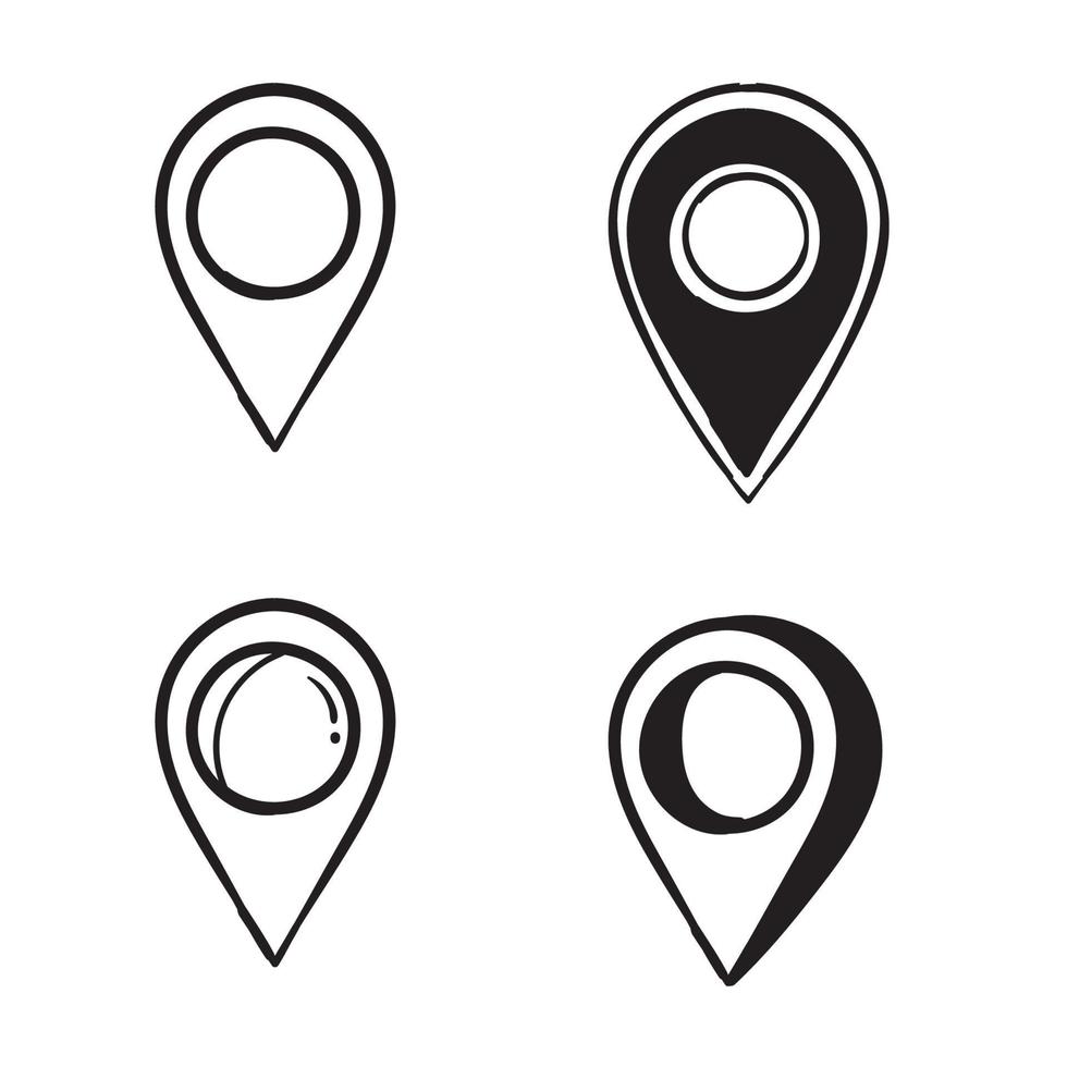 handdrawn coordenadas ubicación punto gps doodle icono vector aislado