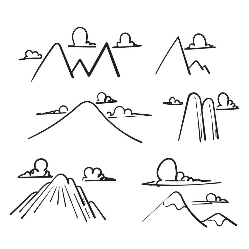 hand drawn doodle mountain illustration icon doodle vector