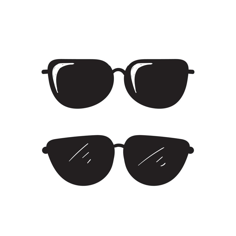 hand drawn doodle glasses icon with line art style cartoon vector