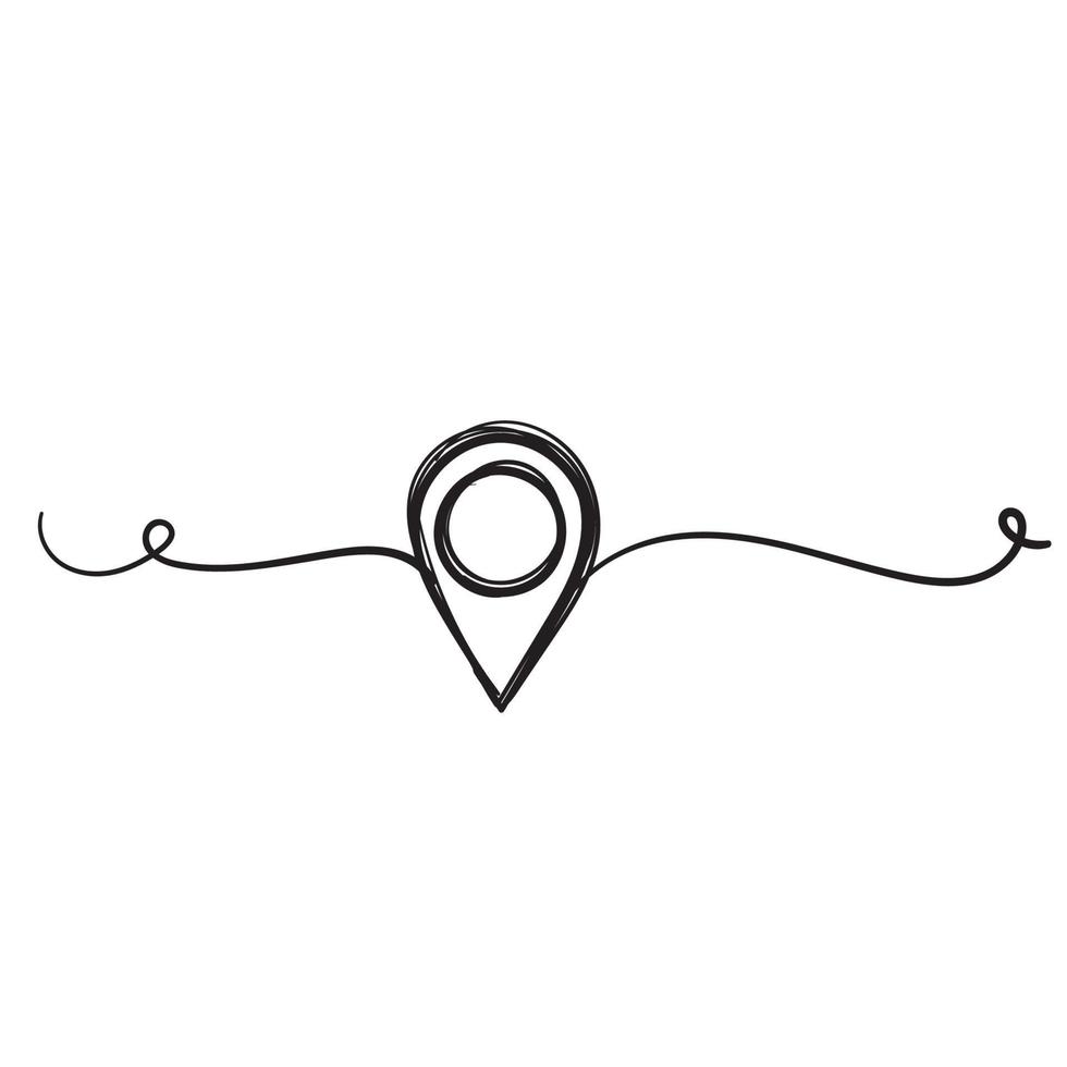 handdrawn Coordinates Location Point Gps doodle icon vector isolated