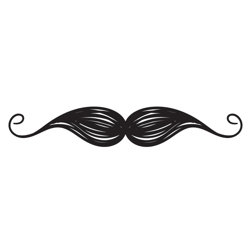hand drawn mustache icon illustration doodle style vector