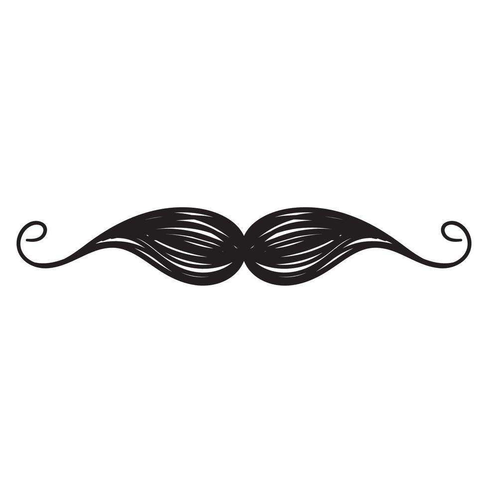 hand drawn mustache icon illustration doodle style vector