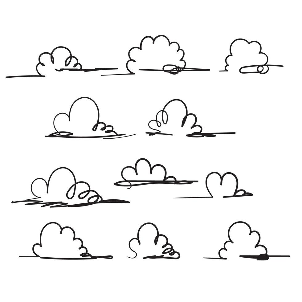 Doodle naturaleza clima nube ilustración estilo de dibujo a mano vector