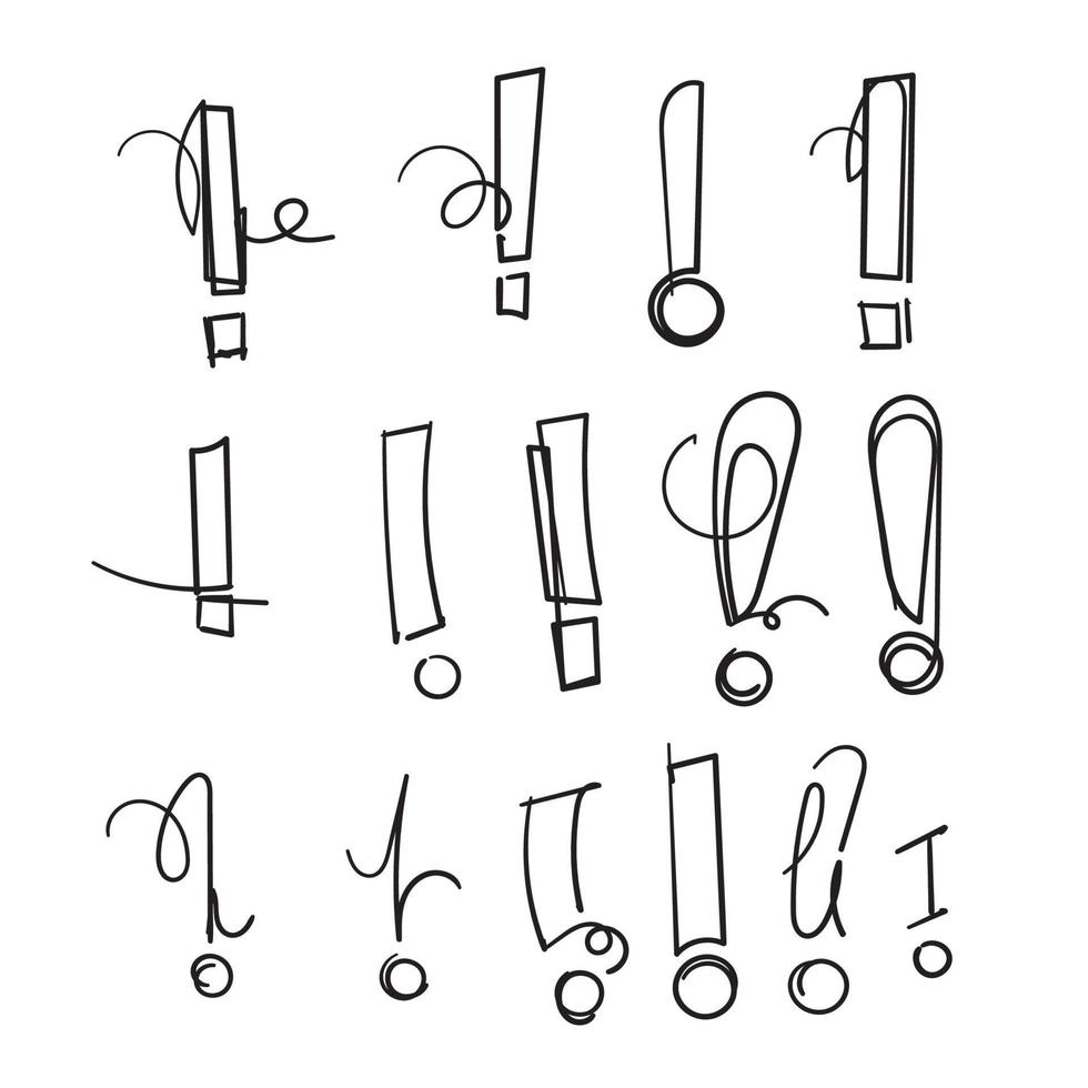 dibujado a mano doodle icono de ilustración de signo de exclamación vector