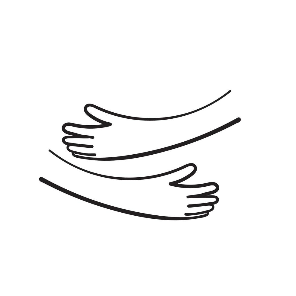 hand drawn doodle hand with hug gesture illustration vector