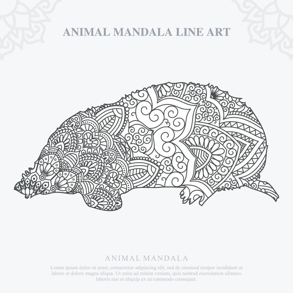 Animal Mandala. Vintage decorative elements. Oriental pattern, vector illustration.