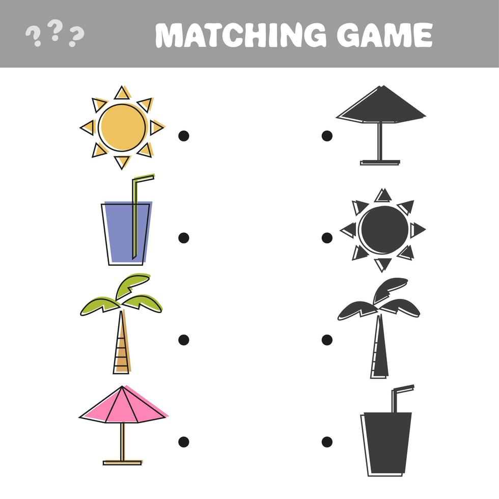 Find the correct shadow, education game for children. Colorful vector set