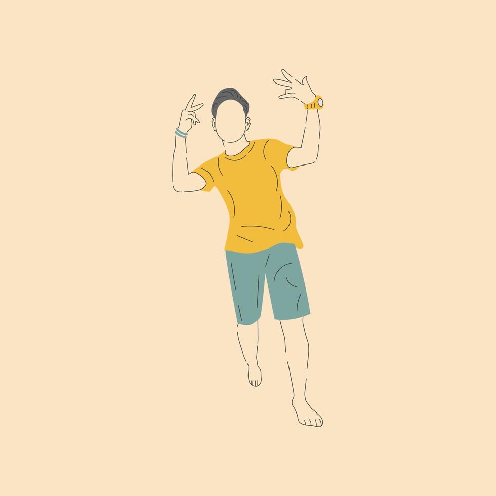 ilustración vectorial de un modelo masculino posando listo para ser fotografiado. ilustración plana vector