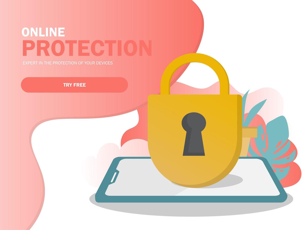 Mobile security, data protection concept. Modern flat design graphic elements vector