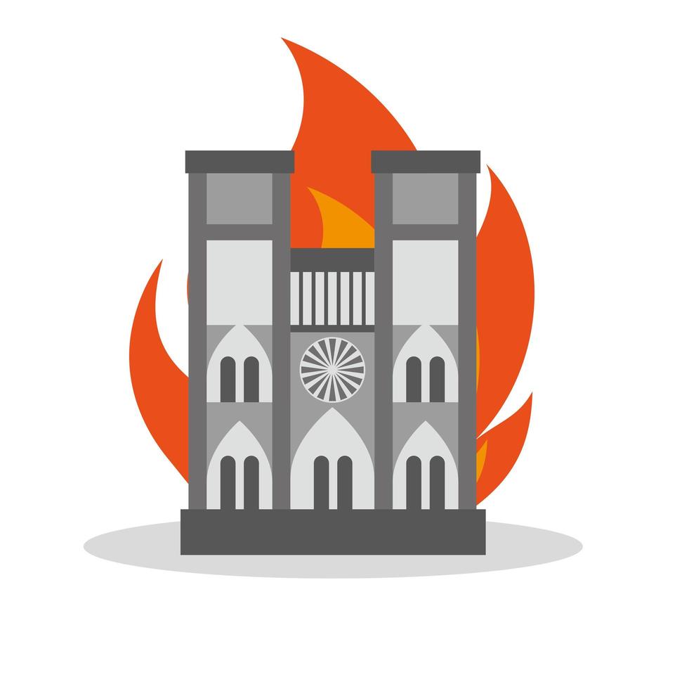 FRANCE - APRIL 15 2019 fire in the cathedral of Notre Dame vector