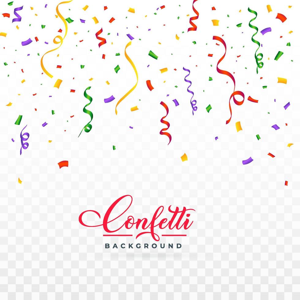 Realistic multicolored confetti vector for the festival. Confetti and tinsel falling background. Colorful confetti isolated on transparent background. Carnival elements. Birthday party celebration.