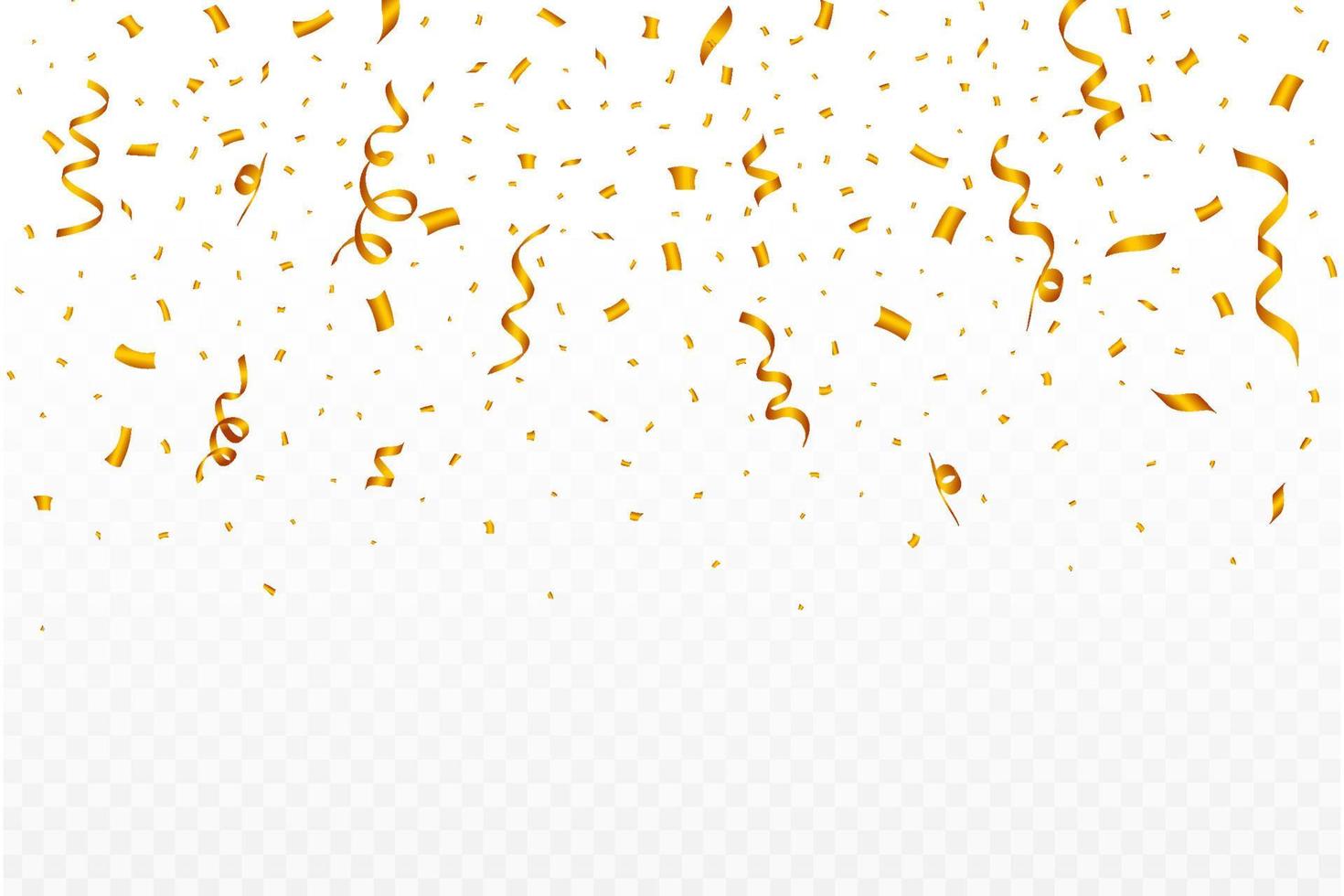 Confetti vector for the festival background. Golden party element ribbon and confetti falling. multicolor confetti isolated on transparent background. Carnival elements. Birthday celebration.