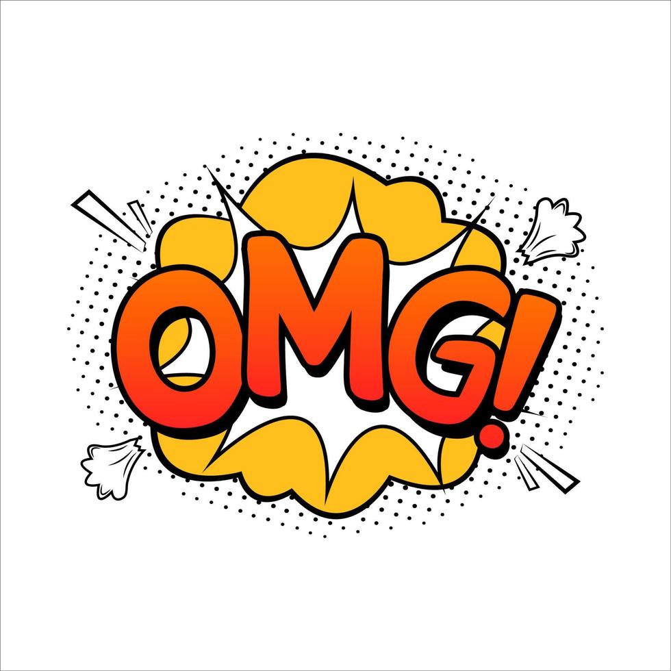 Omg comic explosion. Comic blast vector with bubbles. Cartoon burst with red wordings and clouds. Funny explosion bubbles for cartoons with red, white, and yellow colors. Comics omg text effect.