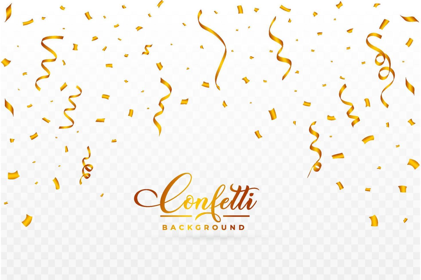 Confetti vector for the carnival background. Golden party ribbon and confetti falling. Golden confetti isolated on transparent background. Festival elements. Birthday party celebration.