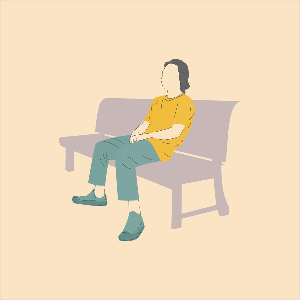 flat illustration of a man sitting and relaxing. vector illustration