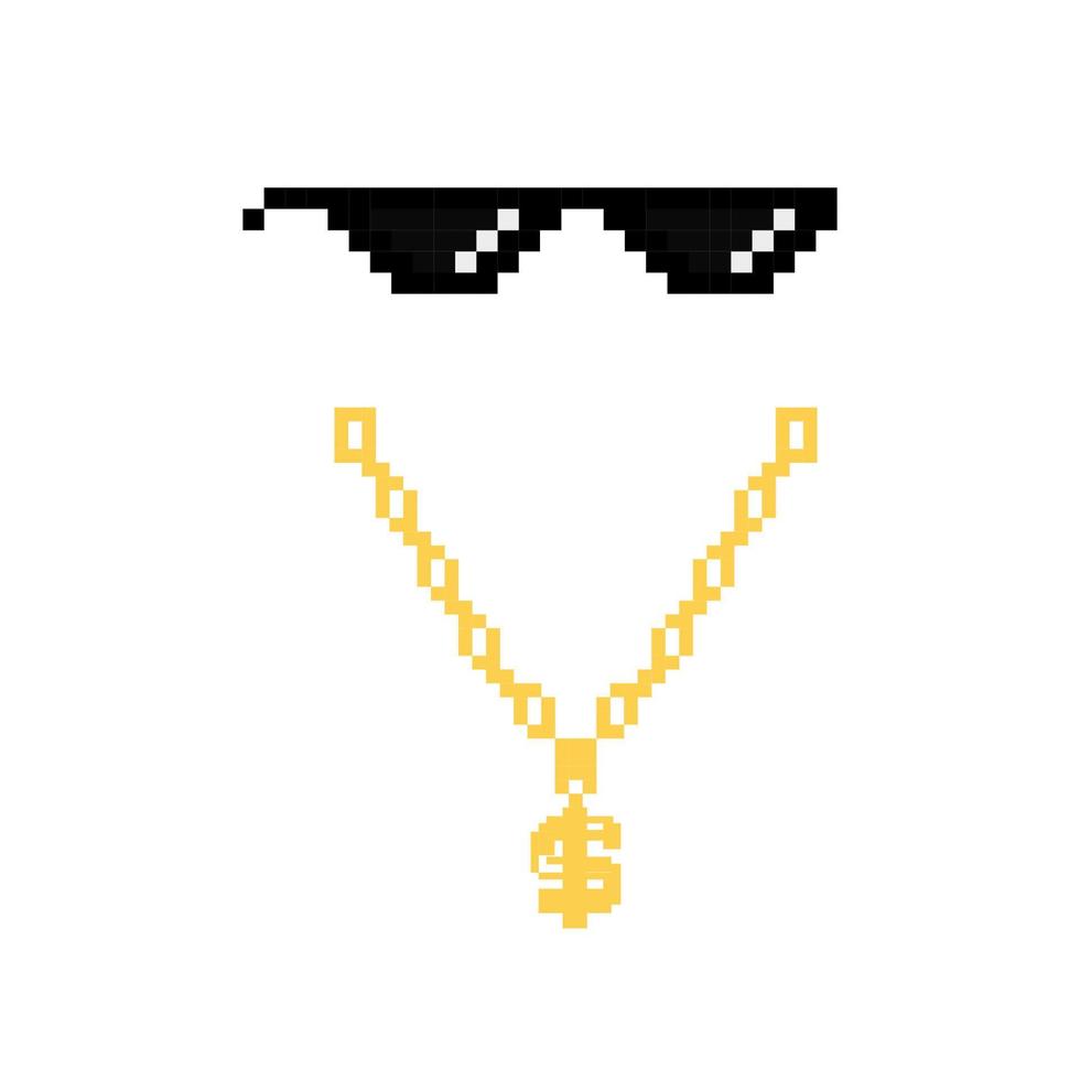 Black thug life meme glasses in pixel art style vector
