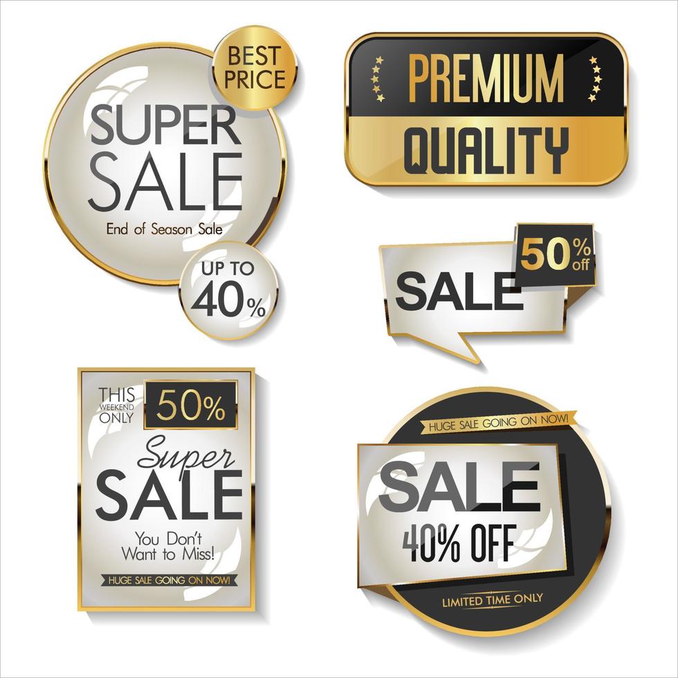 Collection of golden badges and labels vector